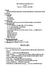 Đề cương ôn thi học kỳ 1 môn Tiếng Anh Lớp 8 - Năm học 2015-2016